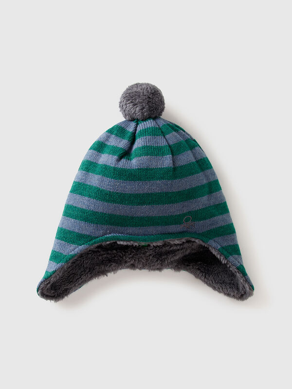 Gorro con orejeras y pompón Niña