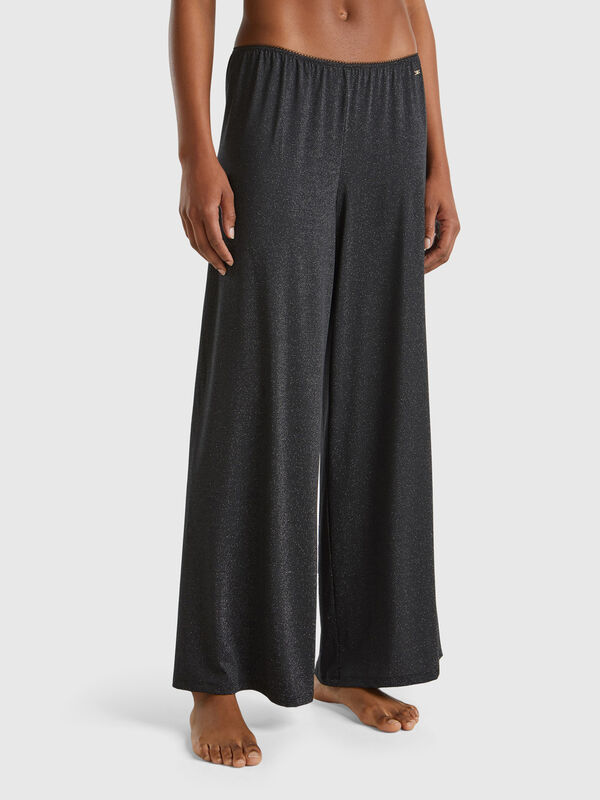 Pantalón amplio con lúrex Mujer