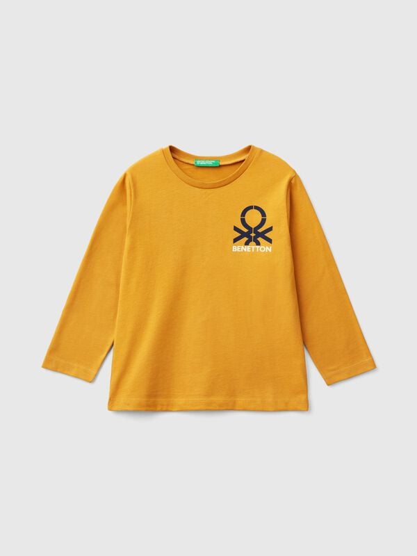 Camiseta de cuello redondo de cálido algodón orgánico Niño