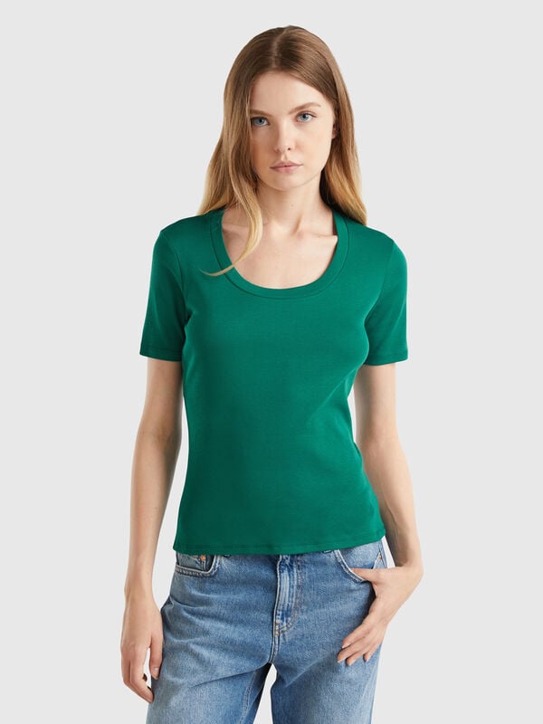 Camiseta de manga corta de algodón de fibra larga Mujer
