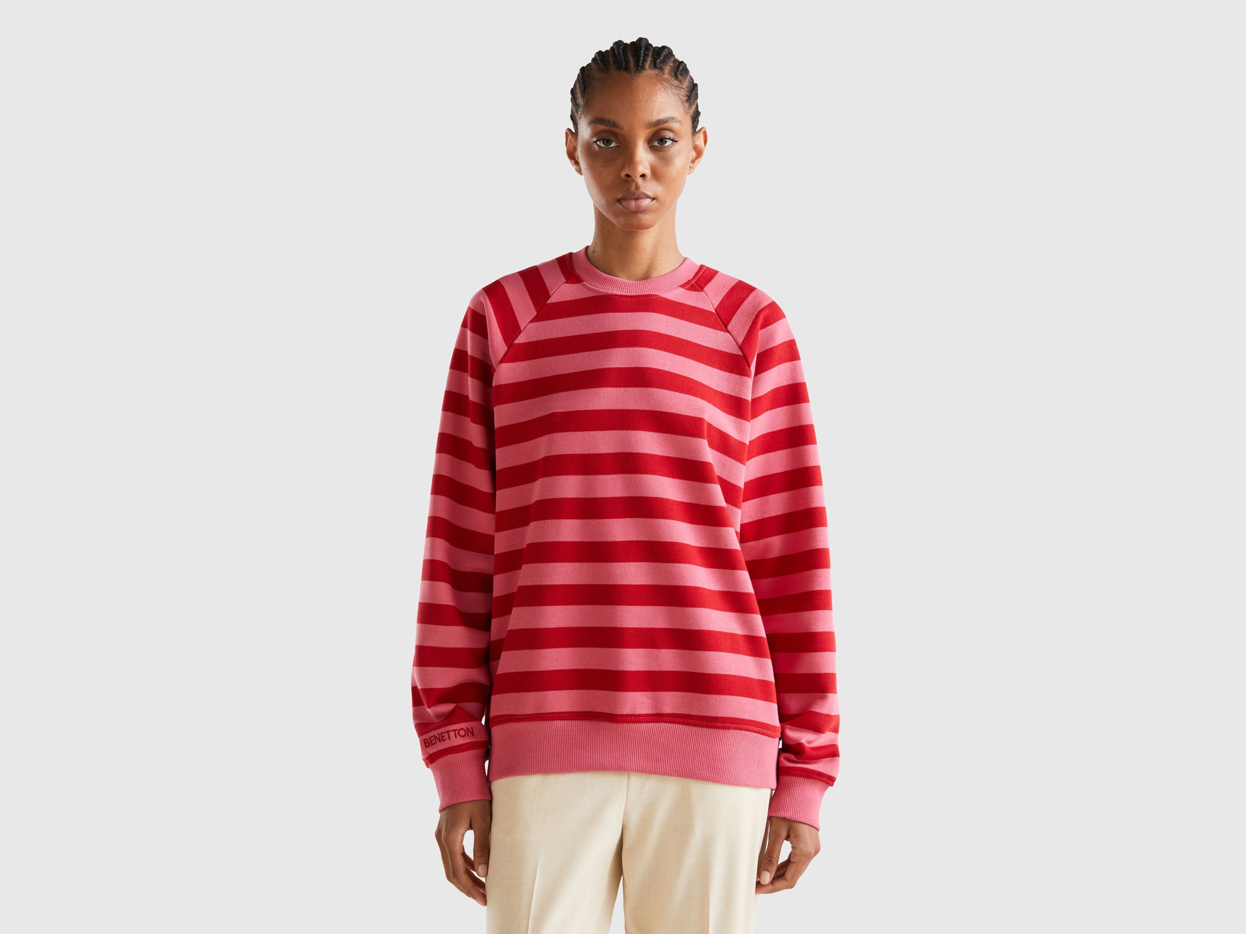 Sudadera de rayas rosa y roja Multi color Benetton