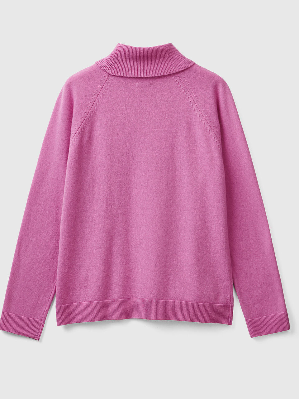 Jersey de cuello cisne rosa en mezcla de lana y cachemir - Rosa