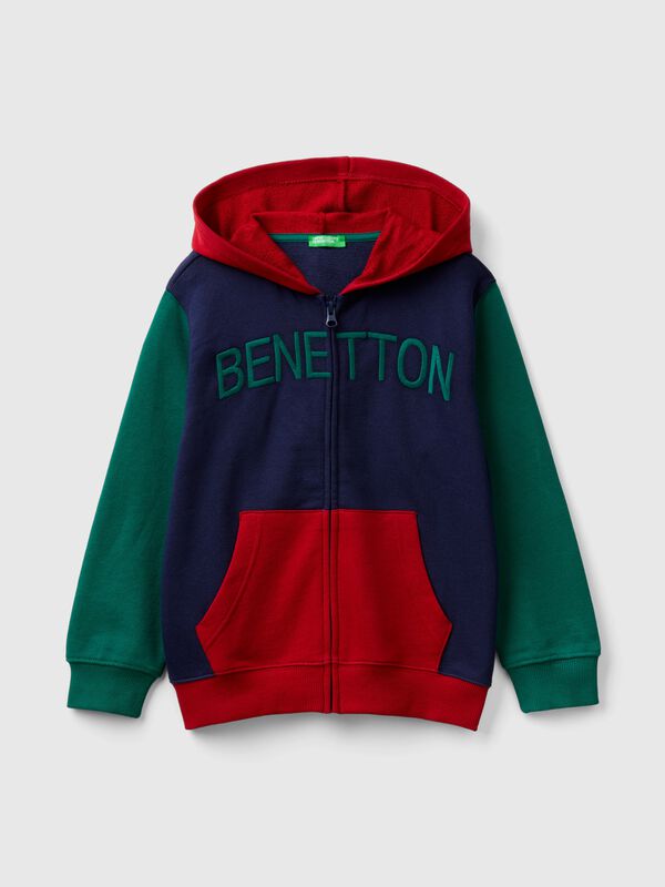 Sudadera con cremallera y bordado de logotipo Niño