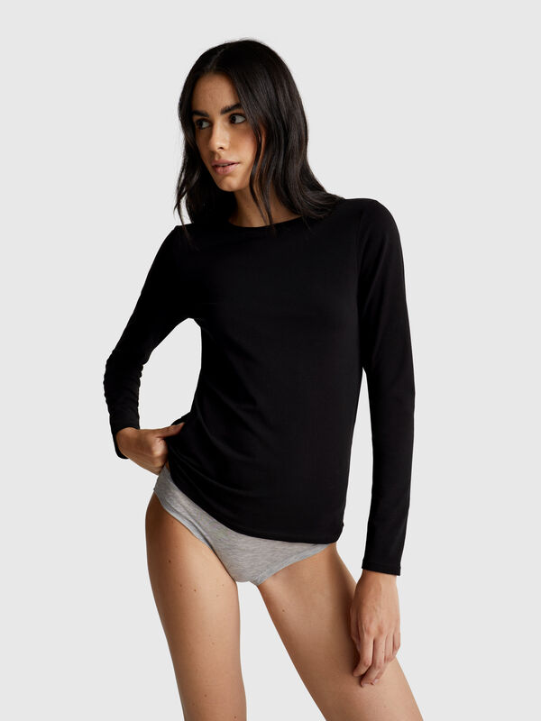 Camiseta de manga larga de algodón súper elástico Mujer