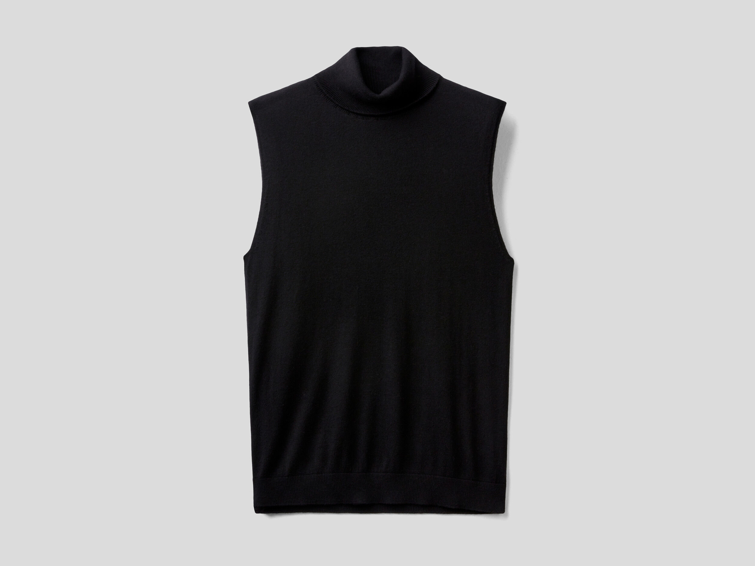 Jersey de cuello alto de cachemir mixto sin mangas Negro Benetton