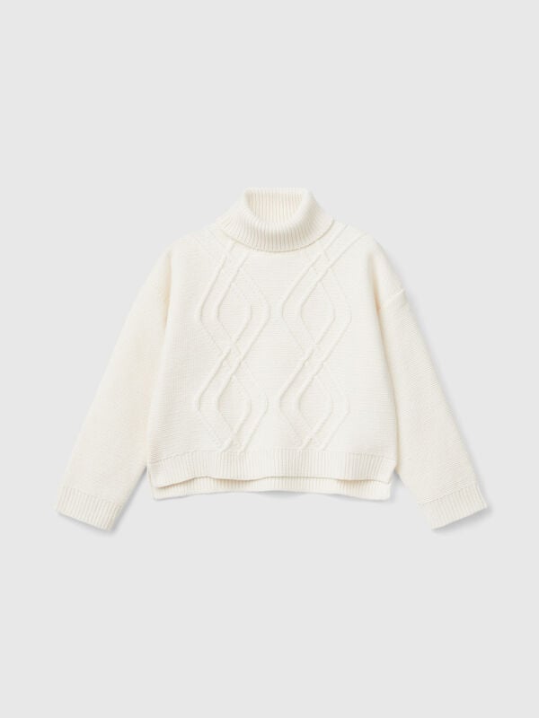 Jersey de rombos con cuello cisne Niña