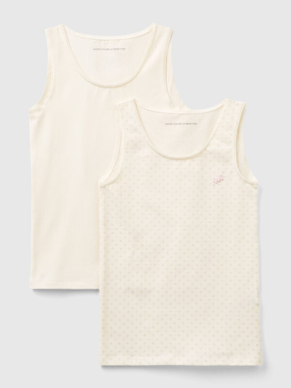 Dos camisetas interiores de tirantes de algodón elástico Niña