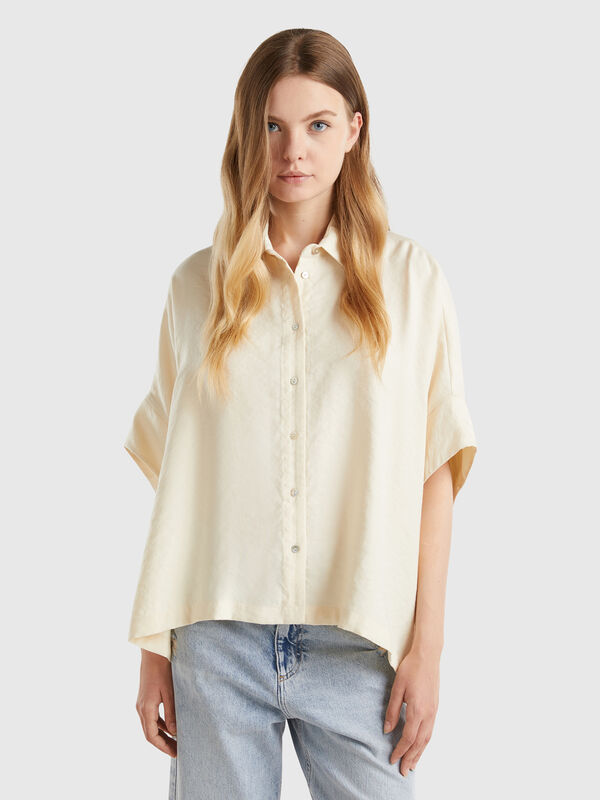 Camisa oversize de mezcla de Modal Mujer