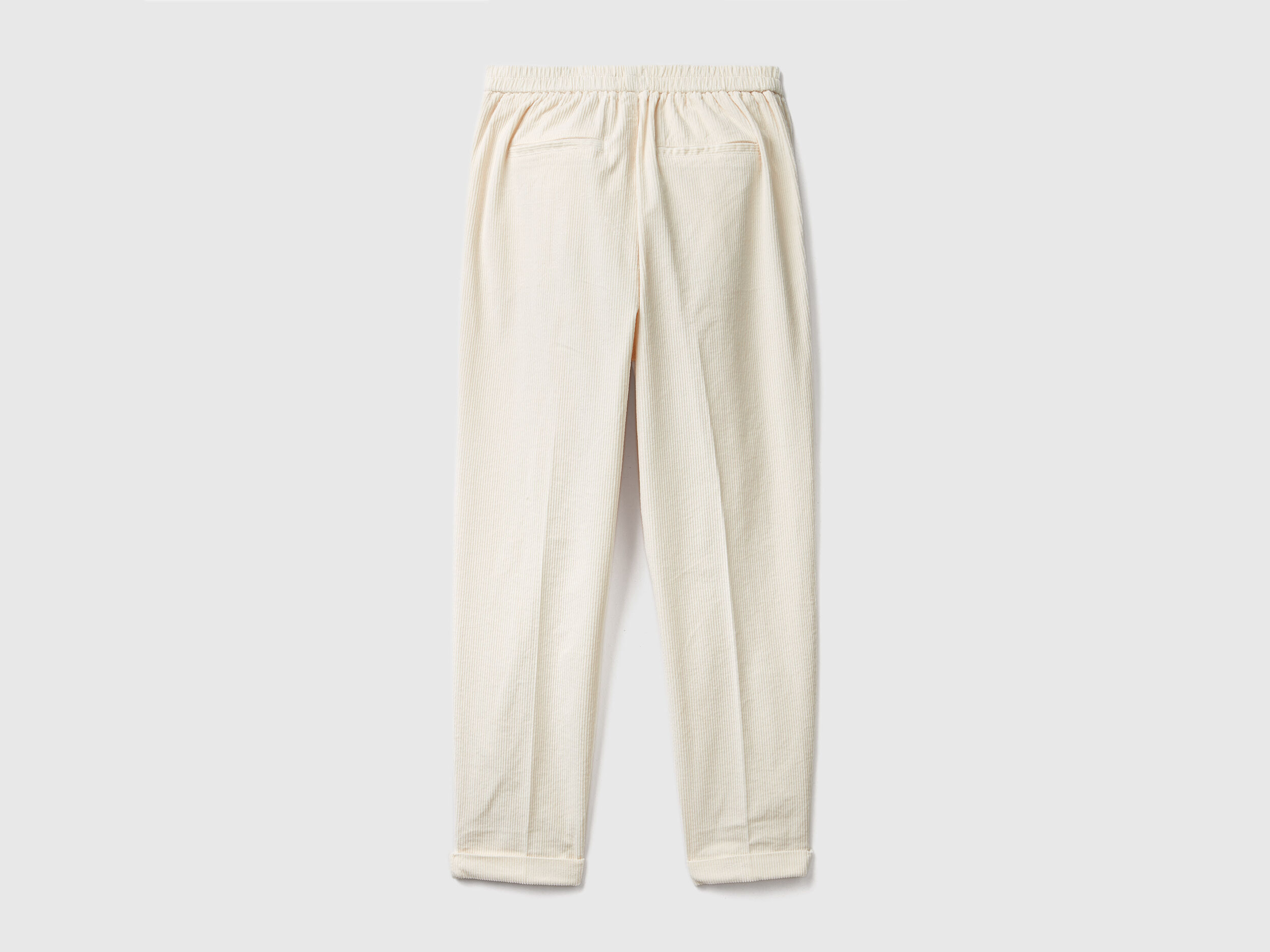 Pantalones chinos de pana con cintura elástica - Blanco | Benetton