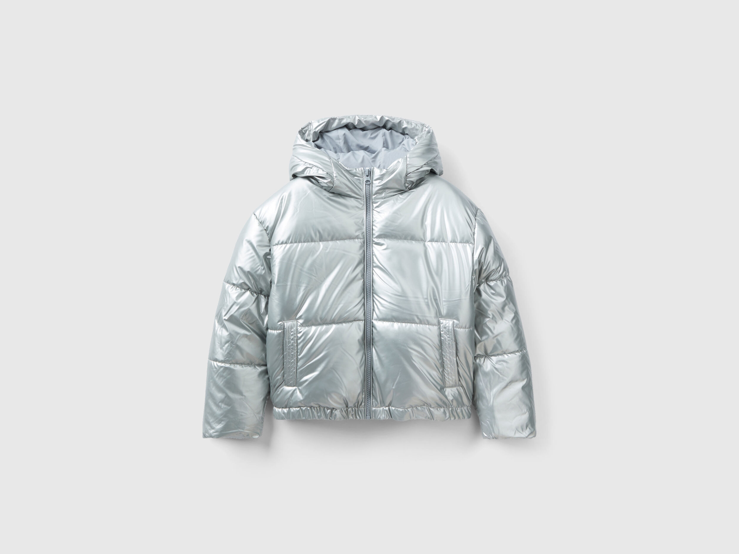 Plumifero de nailon brillante Plata Benetton