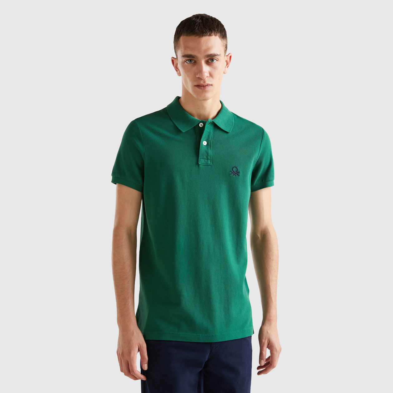 Polo verde oscuro slim fit Verde Oscuro Benetton