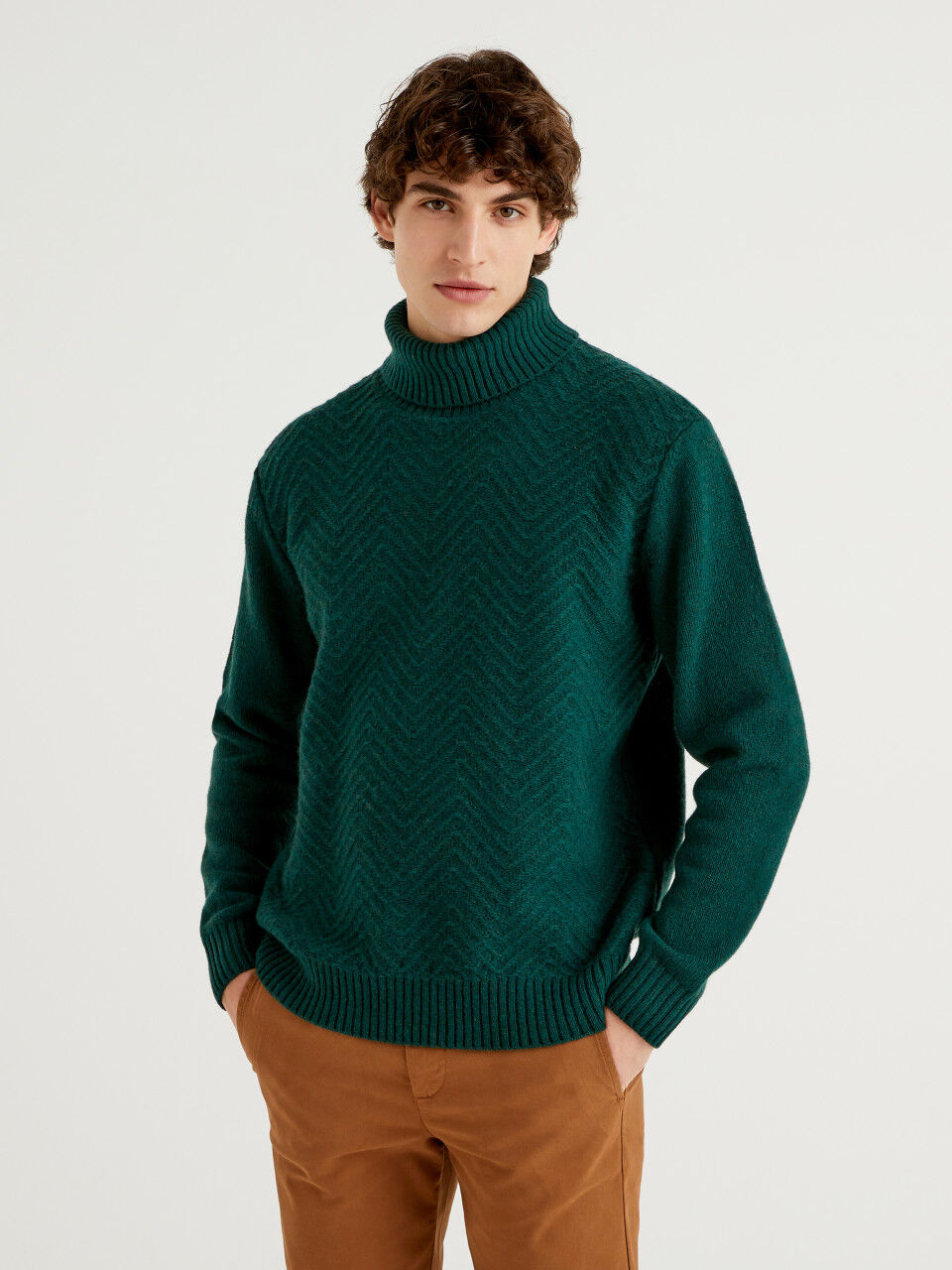 Tejido a mano LANA MOHAIR Pullover Hombres Suéter Cuello tortuga suave y grueso Jersey Ropa Ropa para hombre Jerséis Jerséis 
