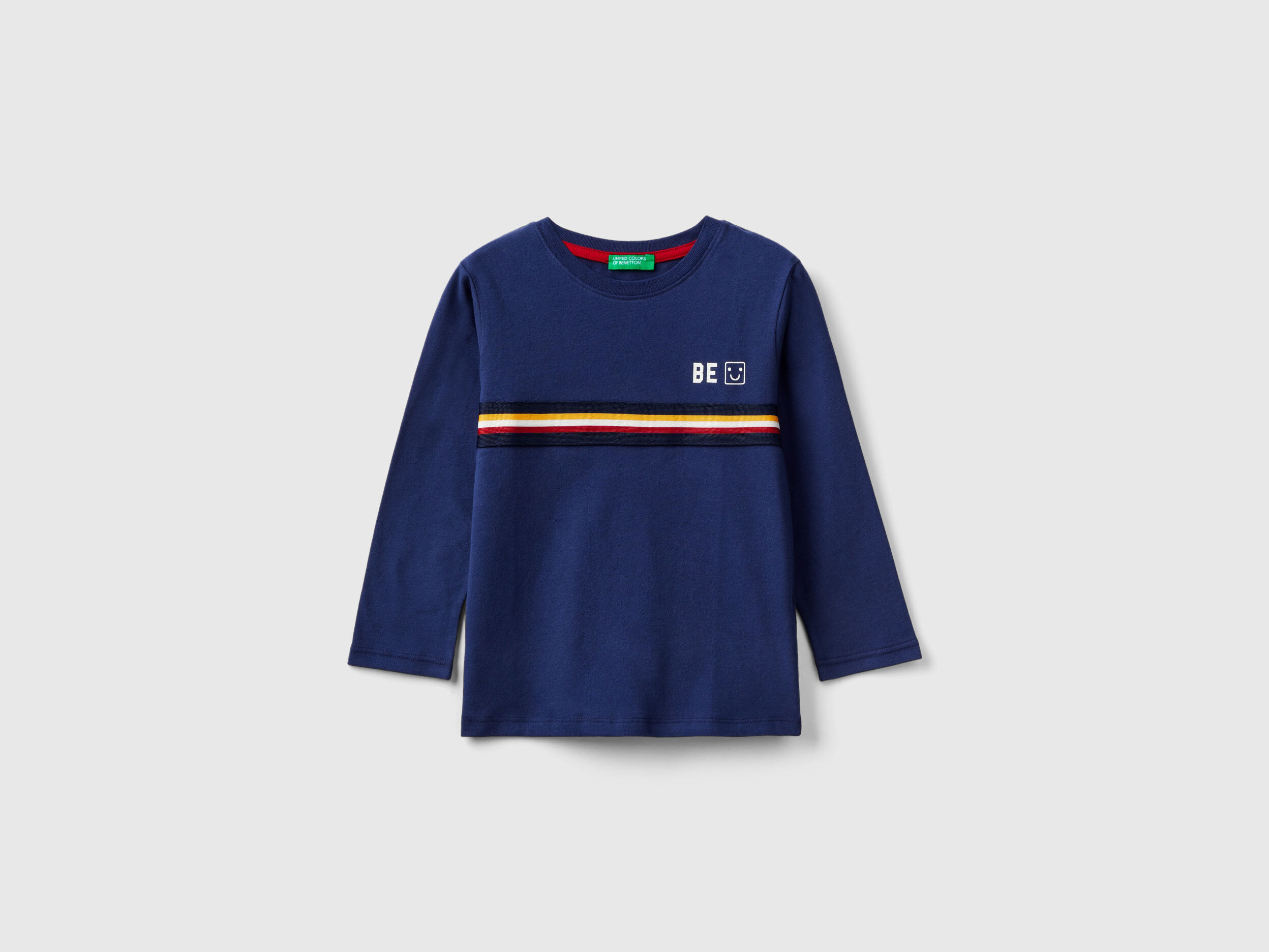 Camiseta con banda de rayas Azul Oscuro Benetton