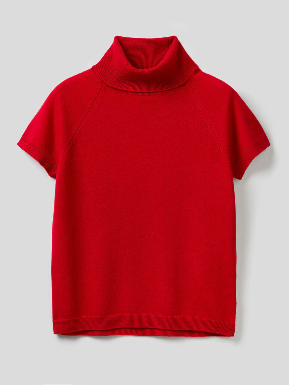 Jersey de cuello alto de manga corta en mezcla de lana y cachemir image number 1