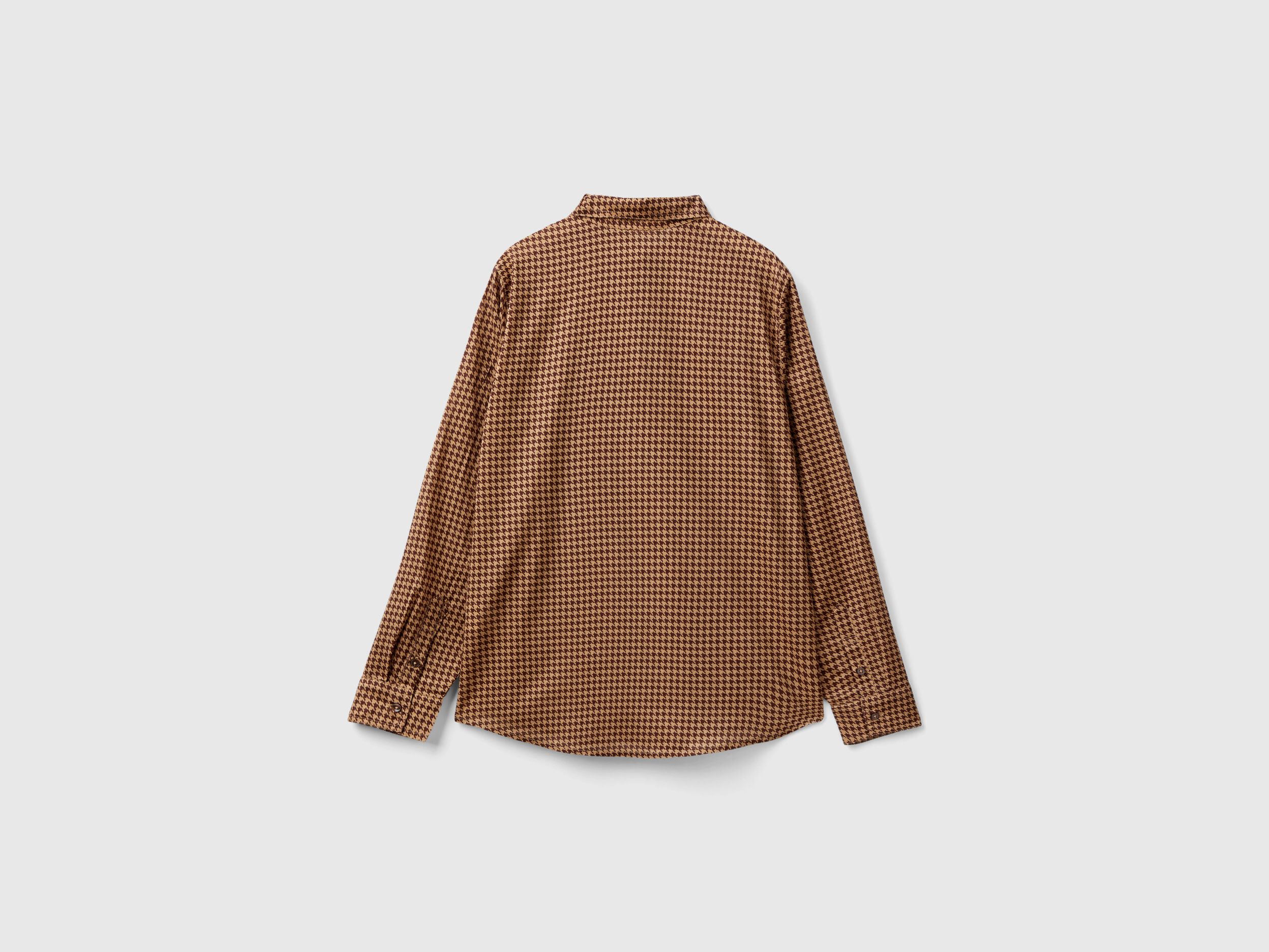Camisa marron de pata de gallo Marron Benetton