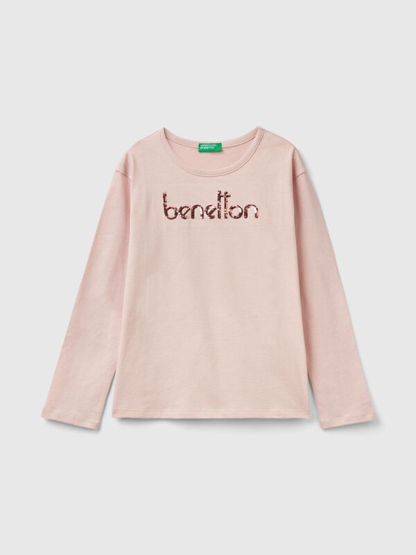 Camiseta de algodón cálido orgánico con lentejuelas Niña
