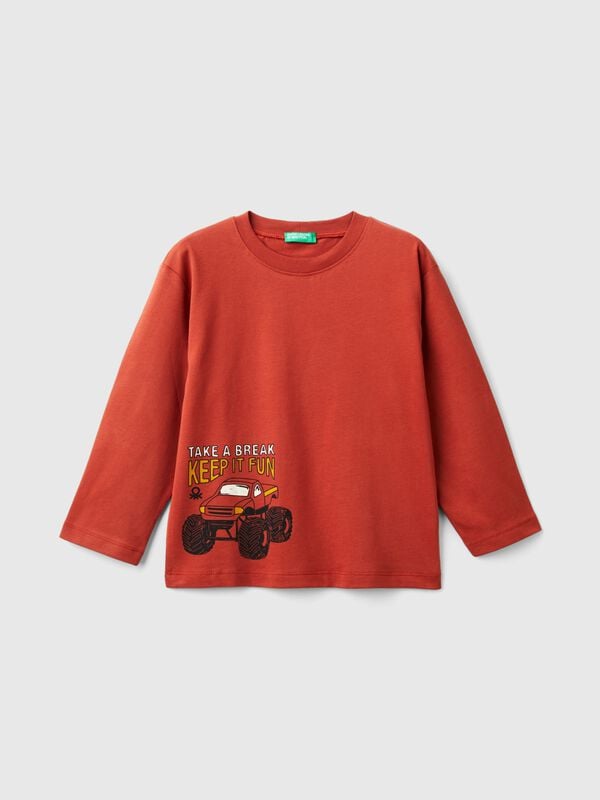 Camiseta con estampado de algodón orgánico cálido Niño