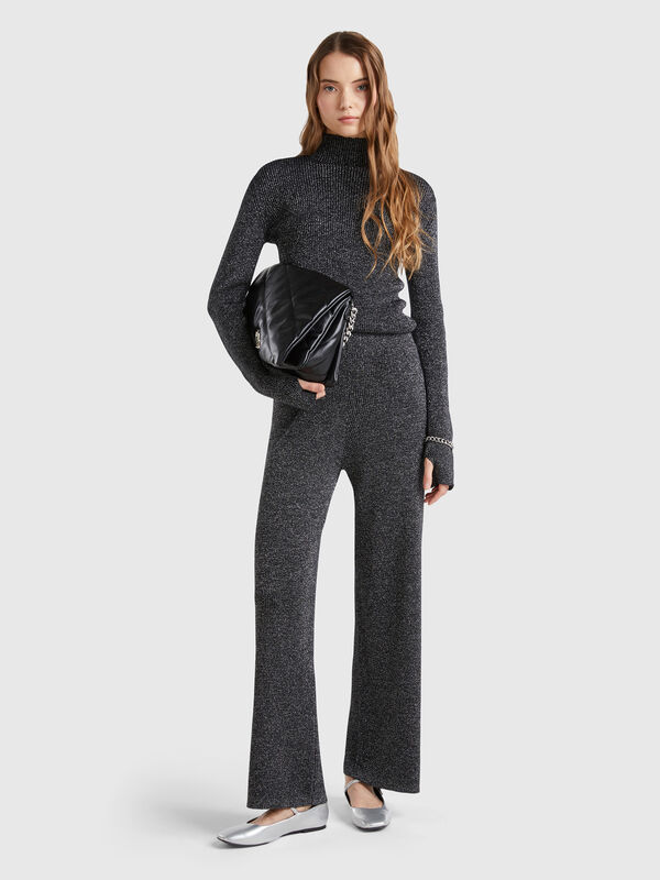 Pantalón palazzo con lúrex Pantalón palazzo con lúrex Mujer