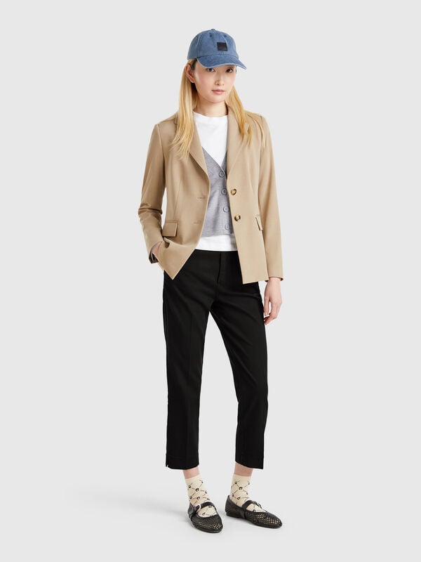 Chinos cropped de algodón elástico Mujer