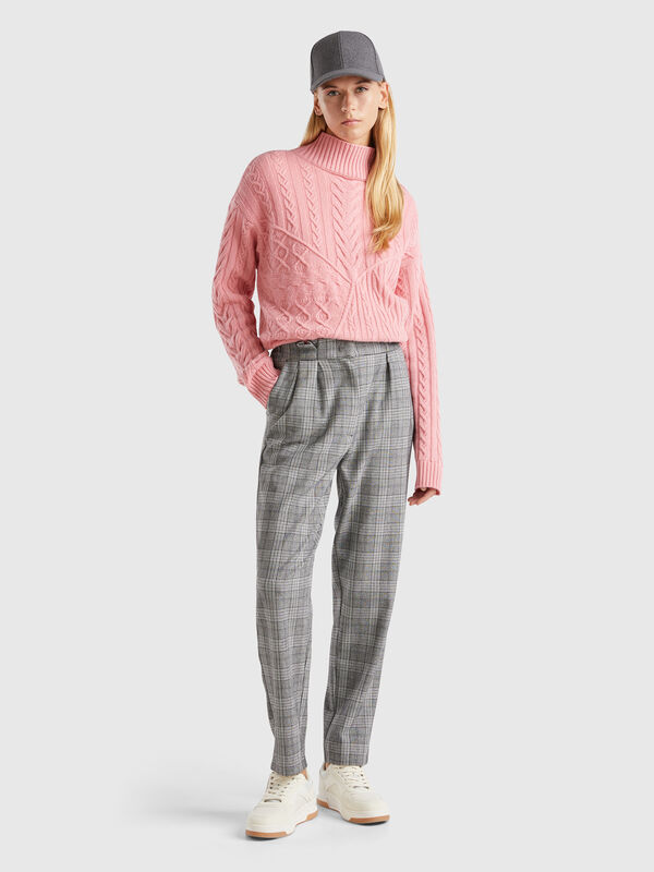 Pantalón de pata de gallo de franela Mujer