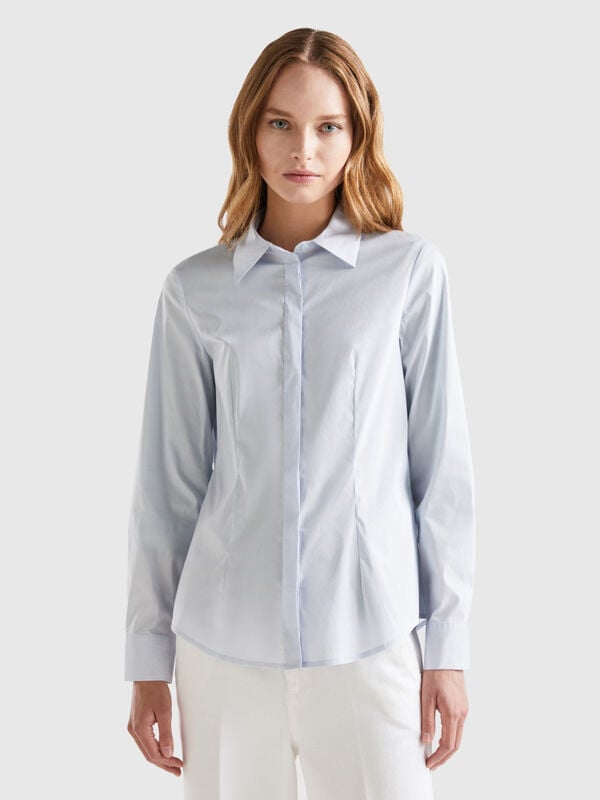 Camisa de algodón elástico mixto Mujer