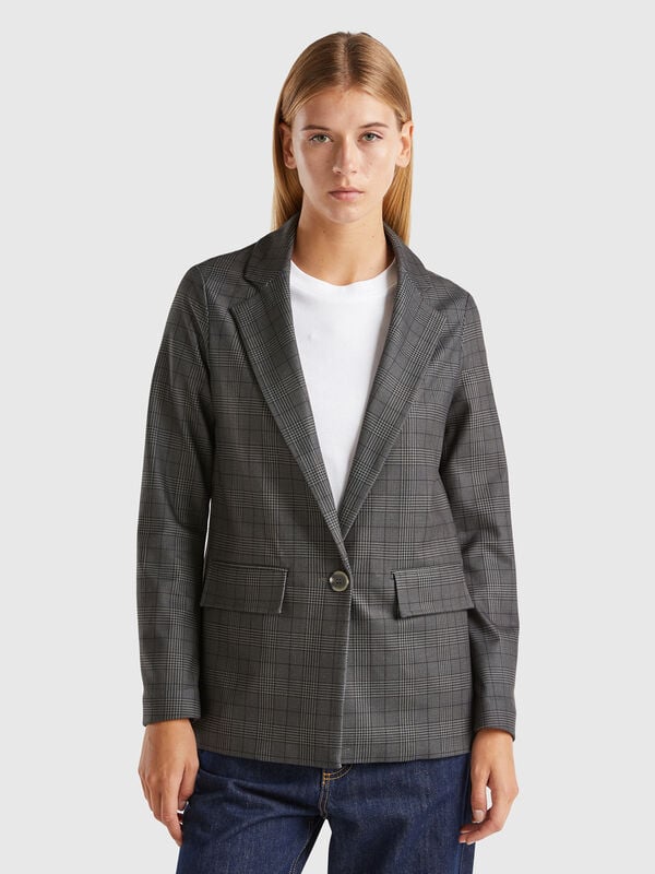 Blazer sin forro con estampado Príncipe de Gales Mujer