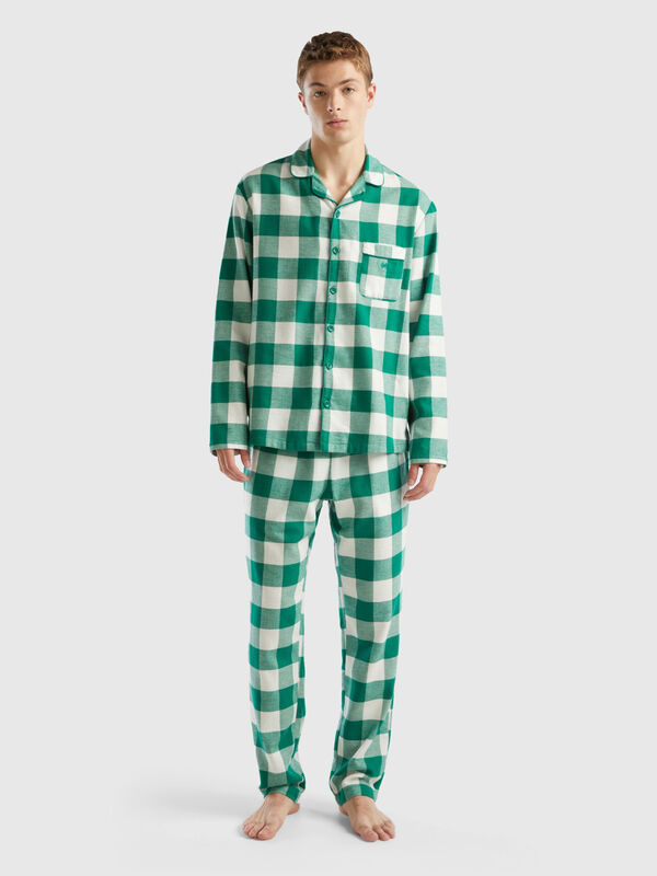 Pijama de cuadros de franela Hombre