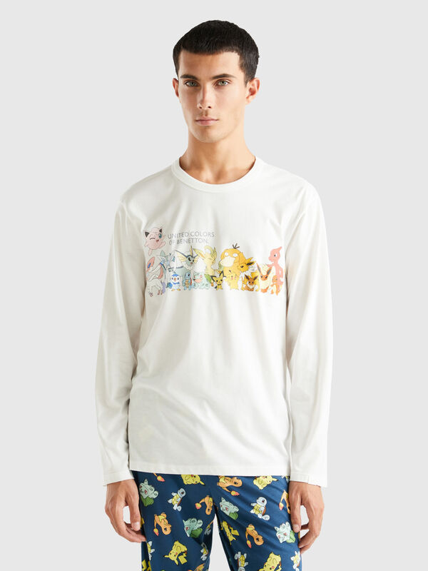 Camiseta de Pokémon de algodón de fibra larga Hombre