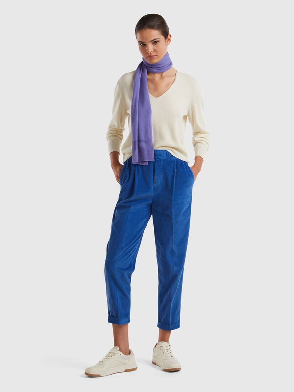 Pantalones chinos de pana con cintura elástica Mujer