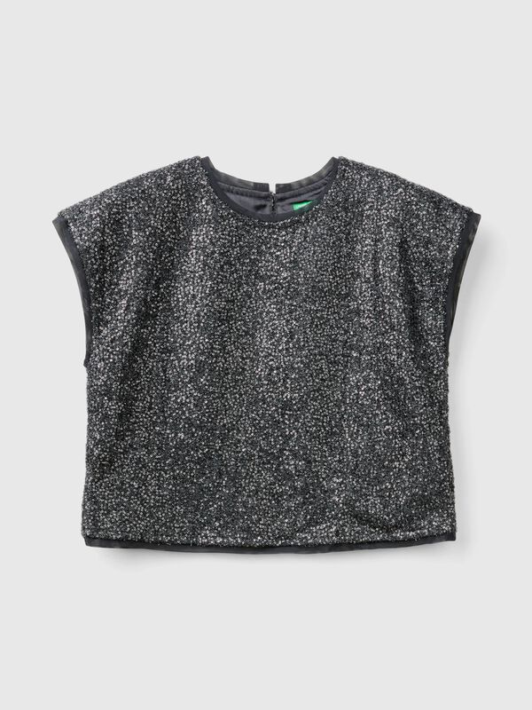 Top boxy fit con paillettes Niña