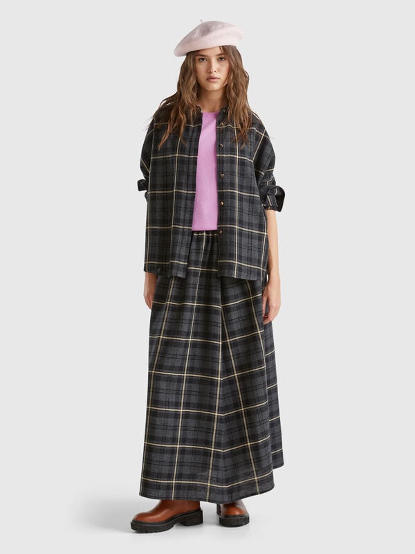 Falda midi de cuadros de tartán Mujer