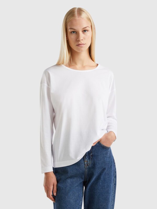 Camiseta blanca de algodón de fibra larga Mujer