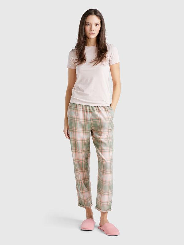 Pantalón tartán de franela Mujer