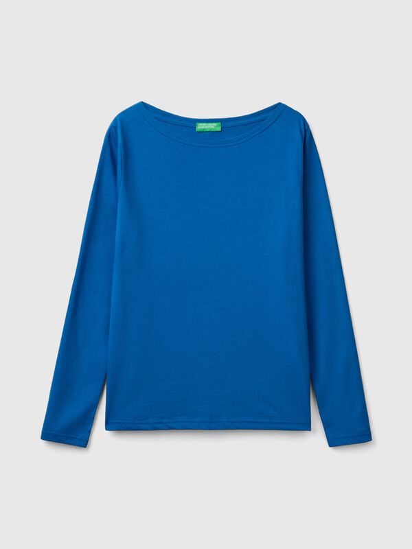 Camiseta de 100 % algodón con escote barco Camiseta de 100 % algodón con escote barco Mujer