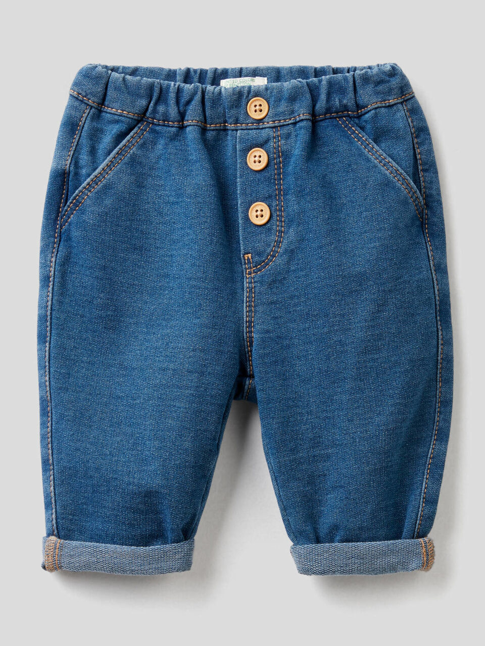 Pantalón de felpa elástica de efecto denim image number 1