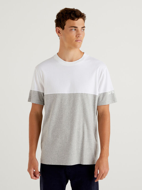 Camiseta color block de 100 % algodón Hombre