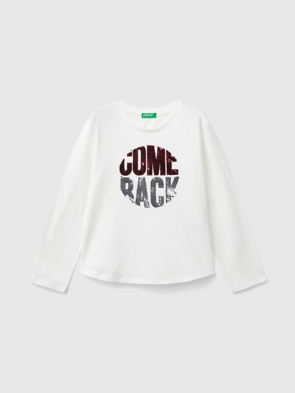 Camiseta de algodón orgánico con lentejuelas Niña