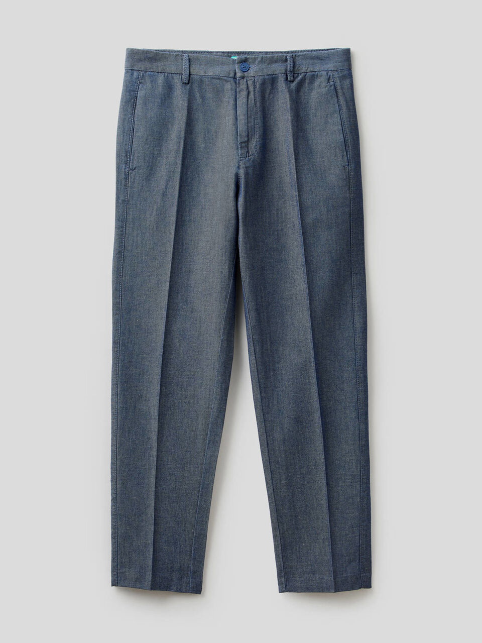 Pantalón en denim de algodón y lino mixto image number null