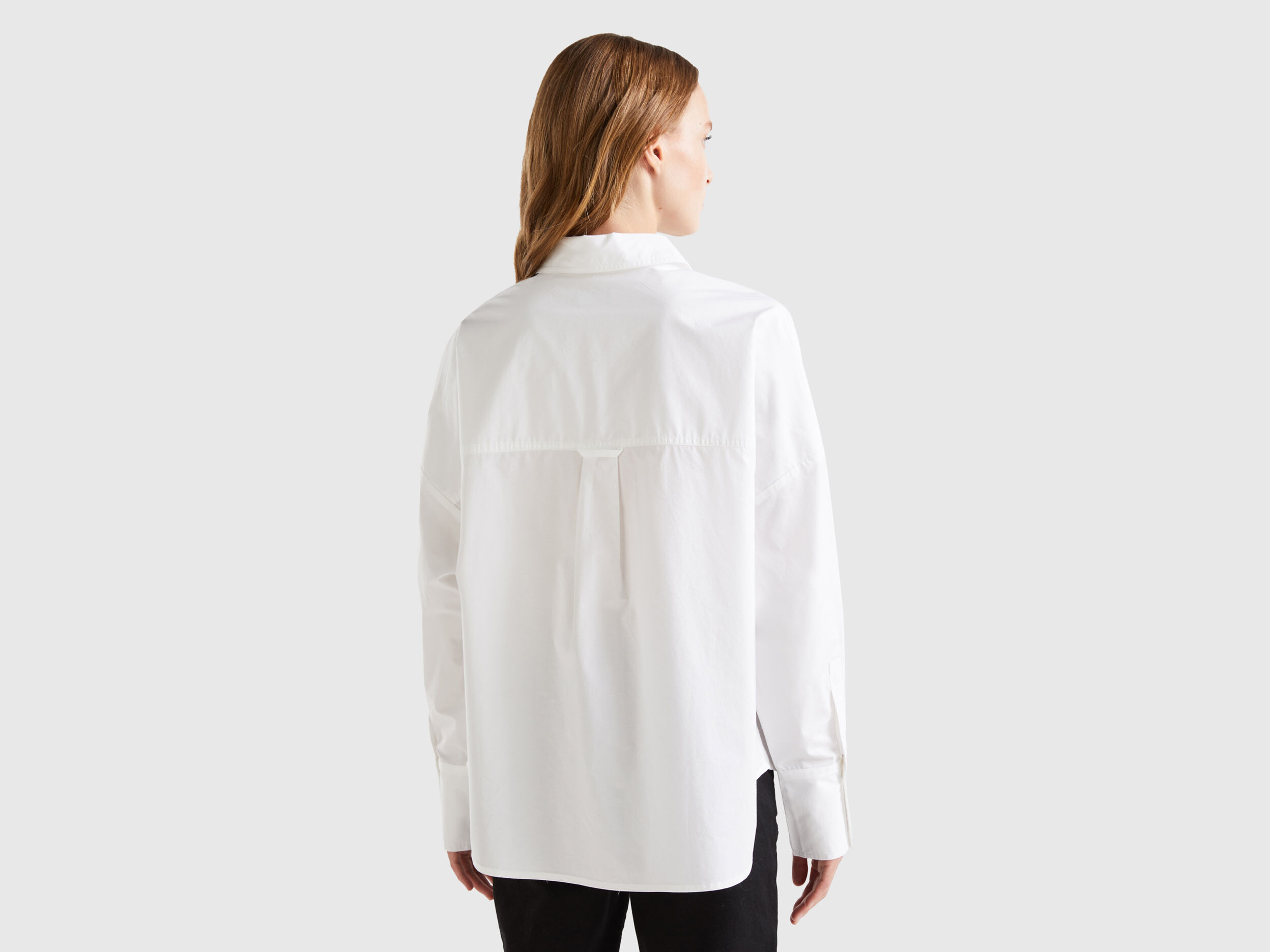 Camisa oversize de 100 algodon Blanco Benetton