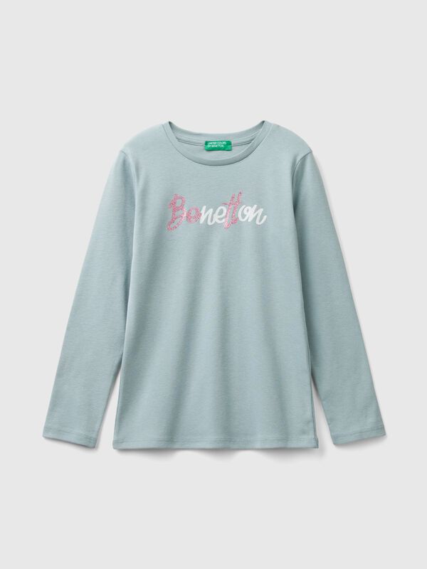 Camiseta de manga larga con estampado de glitter Niña