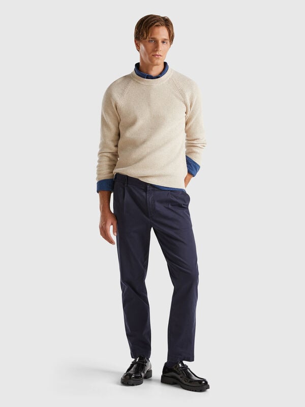 Chinos de algodón elástico Hombre