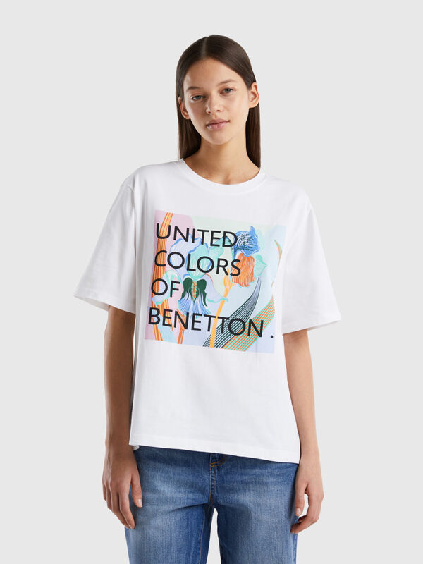 Camiseta de algodón con estampado de logotipo Mujer