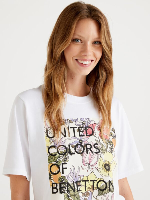Camiseta de 100 % algodón orgánico con estampado de logotipo Mujer