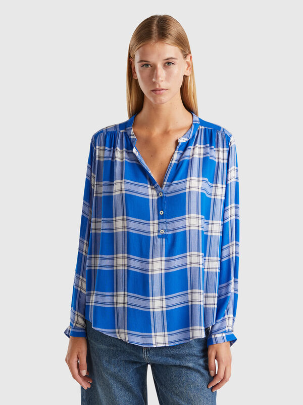 Camisa fluida de cuadros Mujer