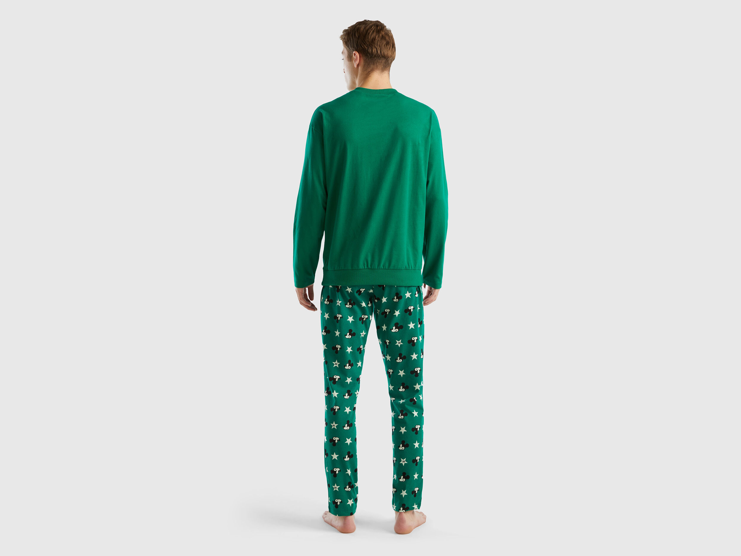 Pijama con estampado luminiscente de Mickey Mouse Verde Benetton