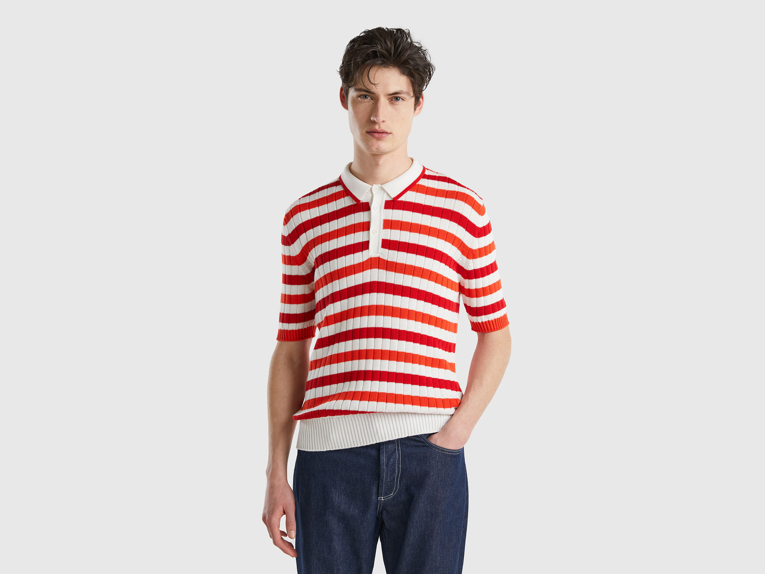 Polo rayas rojas y blancas top
