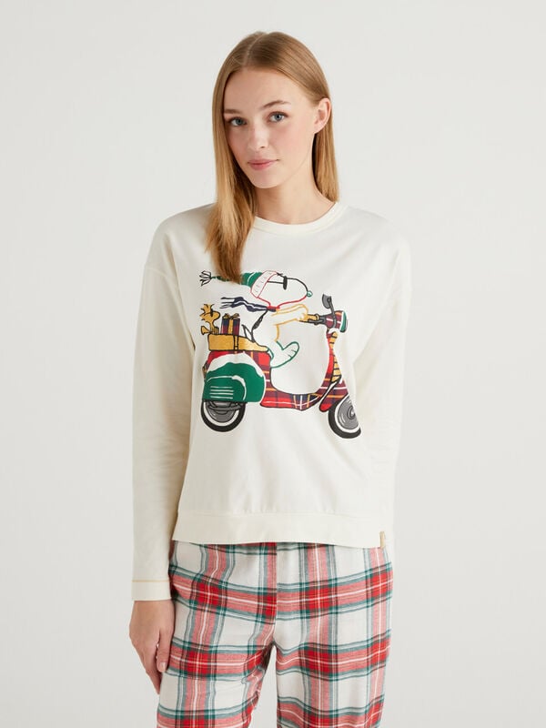 Cálida camiseta de Snoopy navideña Mujer