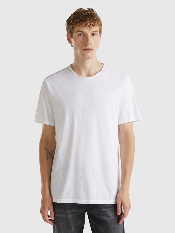 Camiseta blanca de algodón flameado Hombre