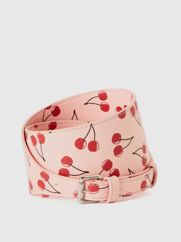Cinturón rosa con estampado de cerezas Mujer