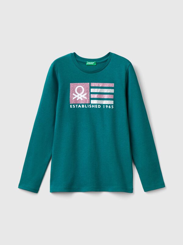 Camiseta de manga larga con estampado de glitter Niña